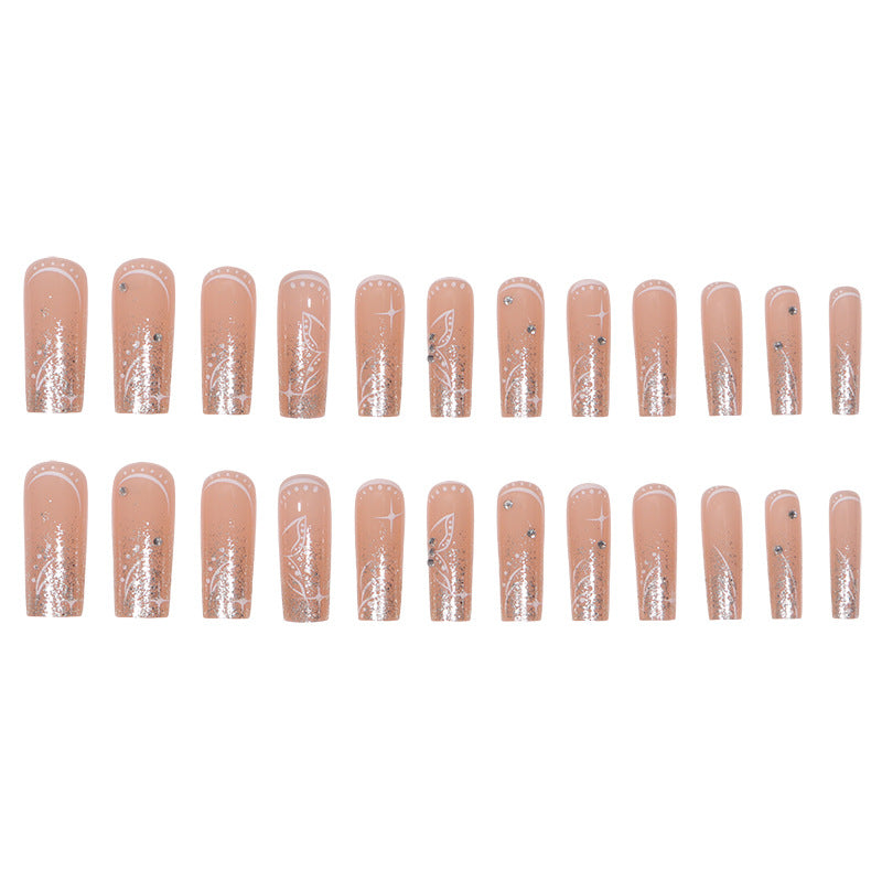 Wholesale Plastic Butterfly Diamond Glitter Long Nail Art